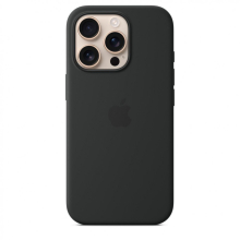 Apple iPhone 16 Pro MagSafe-rögzítésű szilikontok, fekete