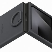 Samsung Galaxy Flip 7 FE Szilikon tok gyűrűvel, fekete