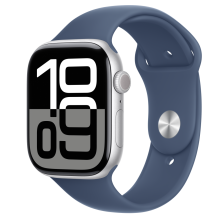 Apple Watch S10 GPS 46mm ezüst alumíniumtok, kék sport szíj M/L